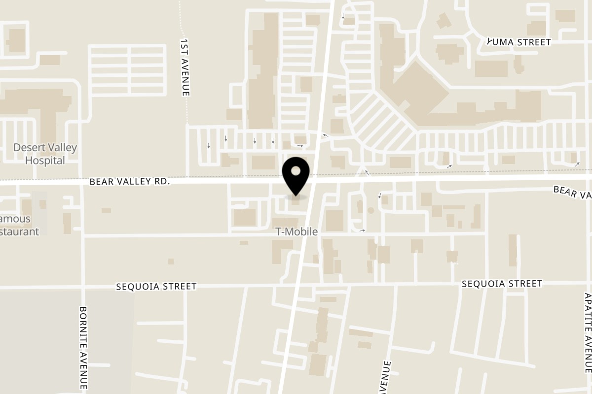 Map showing the location of Yoshi Japanese Cuisine Hesperia on 17005 Bear Valley Rd STE B in Hesperia